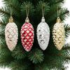 5Pcs Christmas Painted Pine Cone Balls Hanging Pendants Merry Christmas Tree Decoration for Home Xmas Ornament Gift