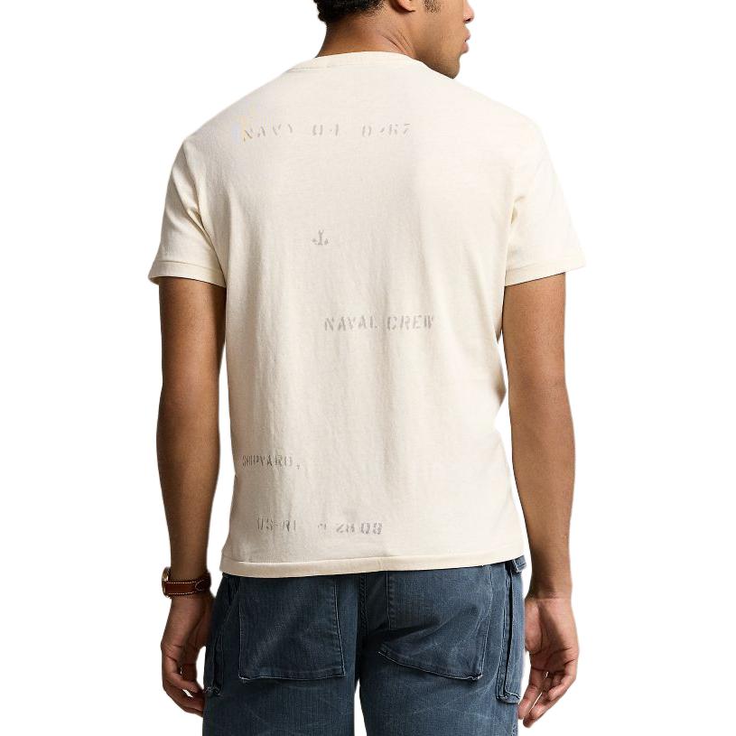 Polo Ralph Lauren Letter And Number Print Crew Neck Short Sleeve T-Shirt Men Tops Washed-White MNPOTSH1N822063-100