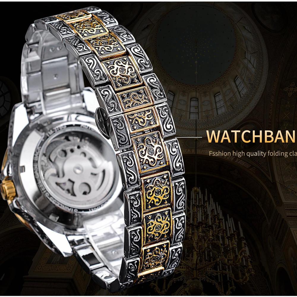 Transparente Modeuhren Leuchtendes Royal Design Gold Luxus Männer Mechanische Skelett-Armbanduhr Automatische Mechanische Armbanduhren