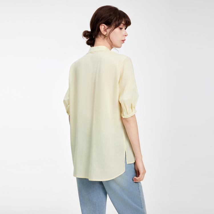 ELLE Luxe Lyocell Five-Quarter Sleeve Shirt Women shirts Yellow EM51181