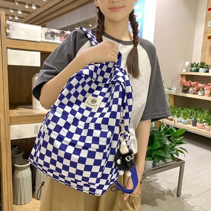 Schoolbags For Females Middle High School Students Ins Style Girls' Backpacks Girls' Checkerboard Backpacks Five Colors Optional
