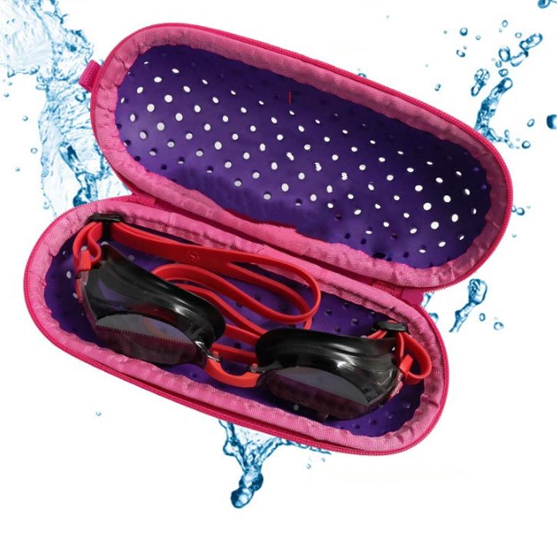 EVA Swimming Goggles Storage Box with Clip &amp Drain Holes Goggles Protective Case Breathable for Men Women Kids