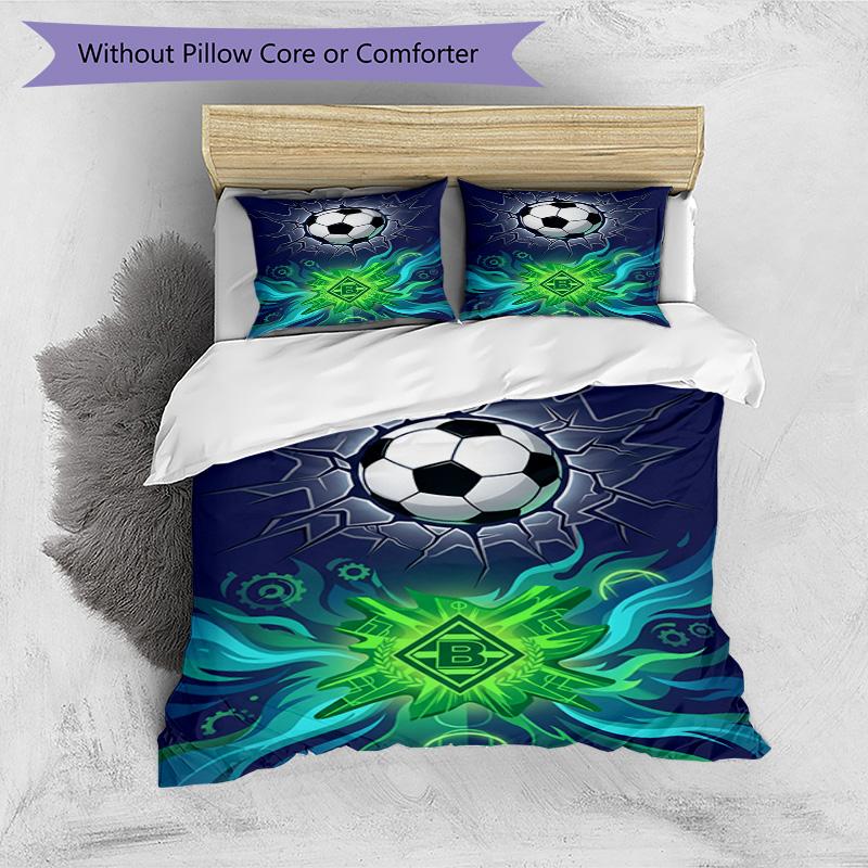 3pcs Duvet Cover Set (1*Duvet Cover + 2*Pillowcase, Without Core), Borussia Monchengladbach Print Bedding Set, Bedroom Decor, All‑Season, Birthday Gif