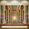 2D Indian Temple Corridor Backdrop, Colorful Ornate Pillar for Hindu Festival Photography