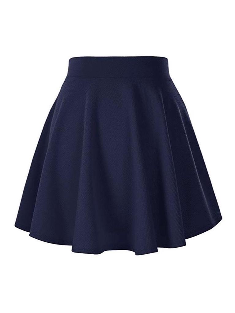 Women's Basic Versatile Elastic Flared Mini Skirt - Casual European & American Style