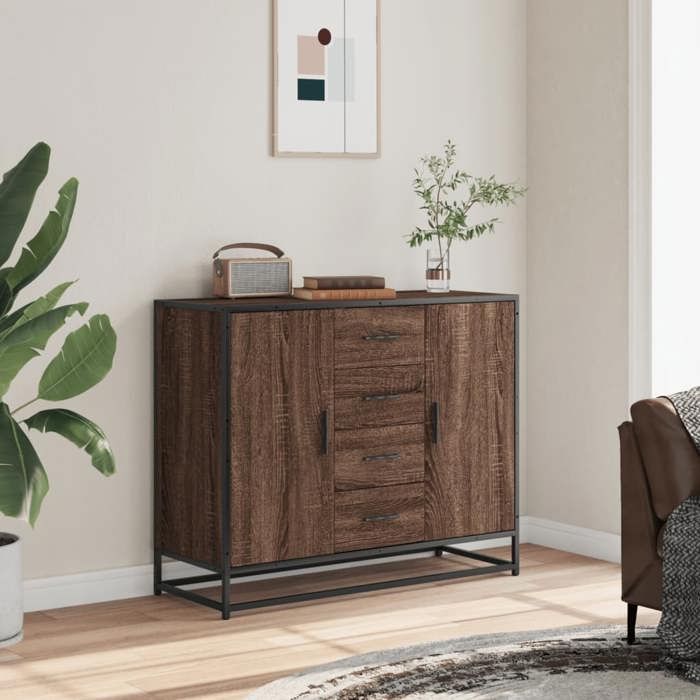 VidaXL Buffet chêne marron 92x35x76 cm Bois d'ingénierie, meuble de rangement, meuble de rangement de cuisine, meuble de 3300829