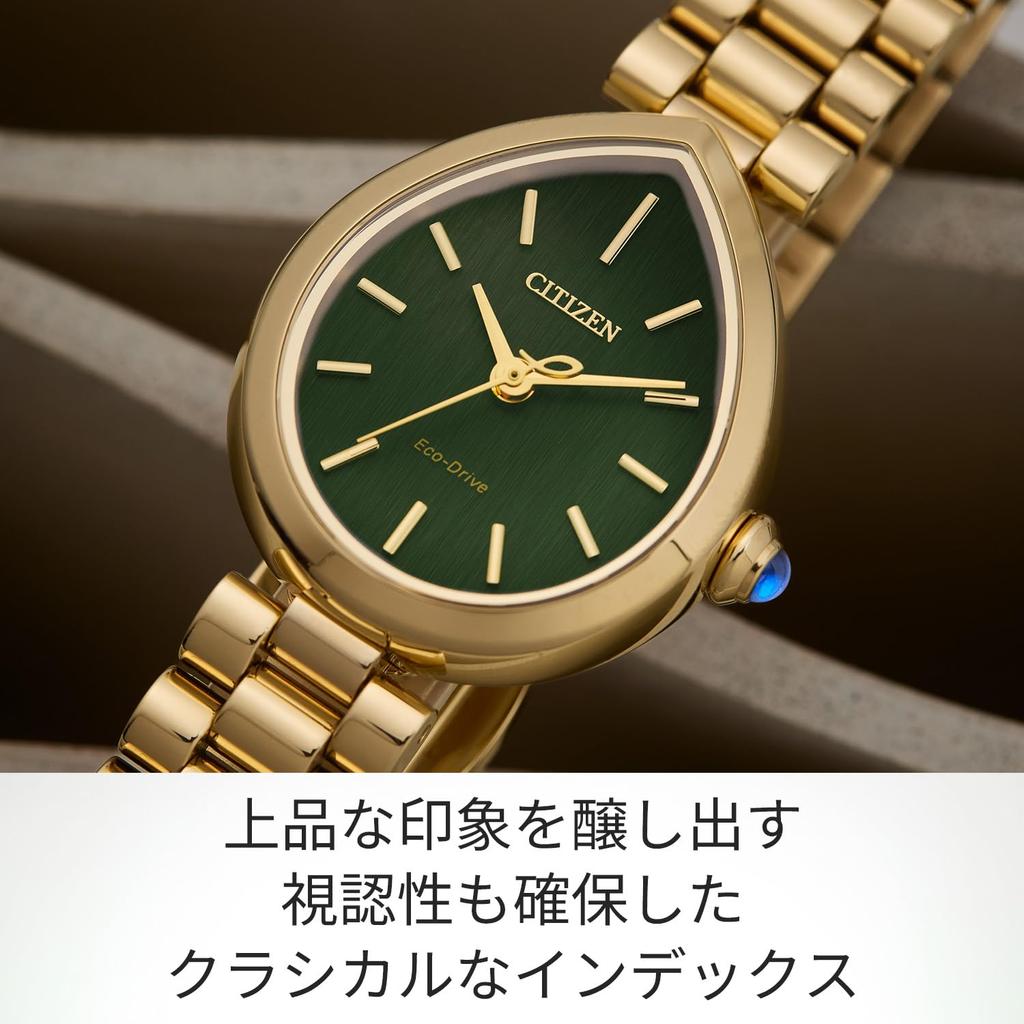 CITIZEN L Watch RAINELL Drop Shape Sapphire Glass Business Analog Stylish Cute Simple Elegant Gift Second Hand Gold Green Watch Solar [CITIZEN]