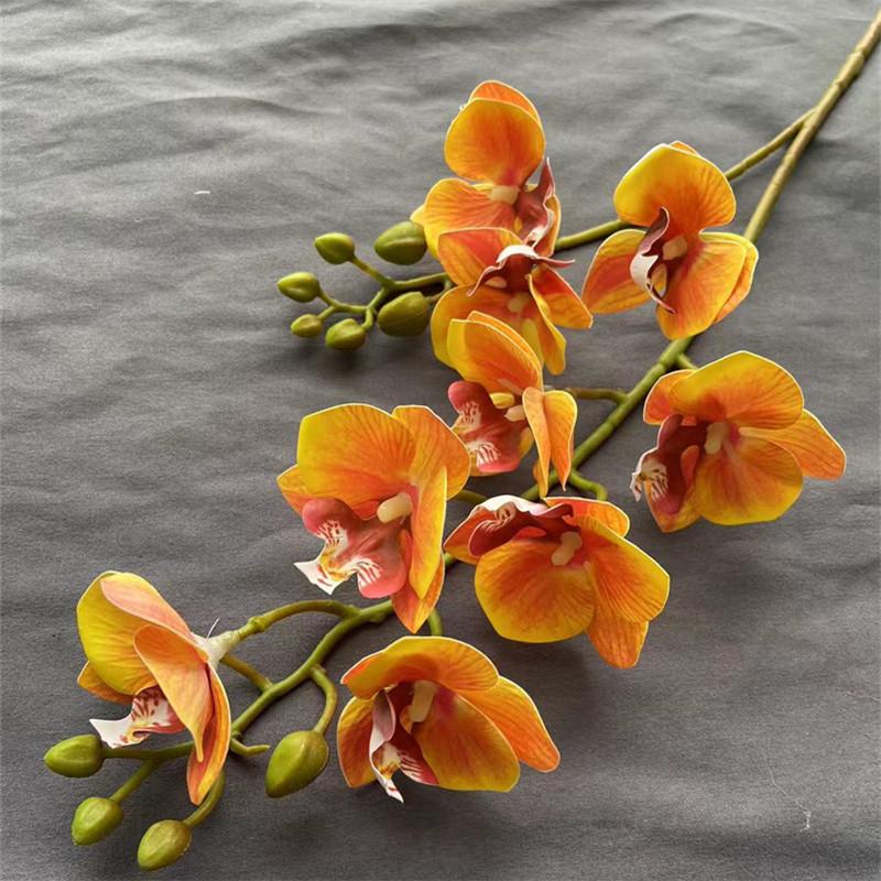 Latex Butterfly Orchid Flower 9 Heads Real Touch Artificial Mini Two Forks Phalaenopsis
