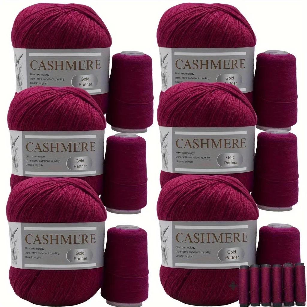 6 Pcs Cashmere Blend Yarn Worsted Weight Bundle for Coats Machine Washable Ultra Soft Knitting Crochet Yarn DIY Crafts