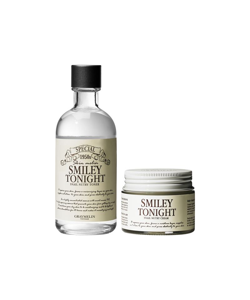[SET] Smiley Tonight Snail Nourishing Moisturizing 2-Piece Set (Toner 130ml + Cream 50g)