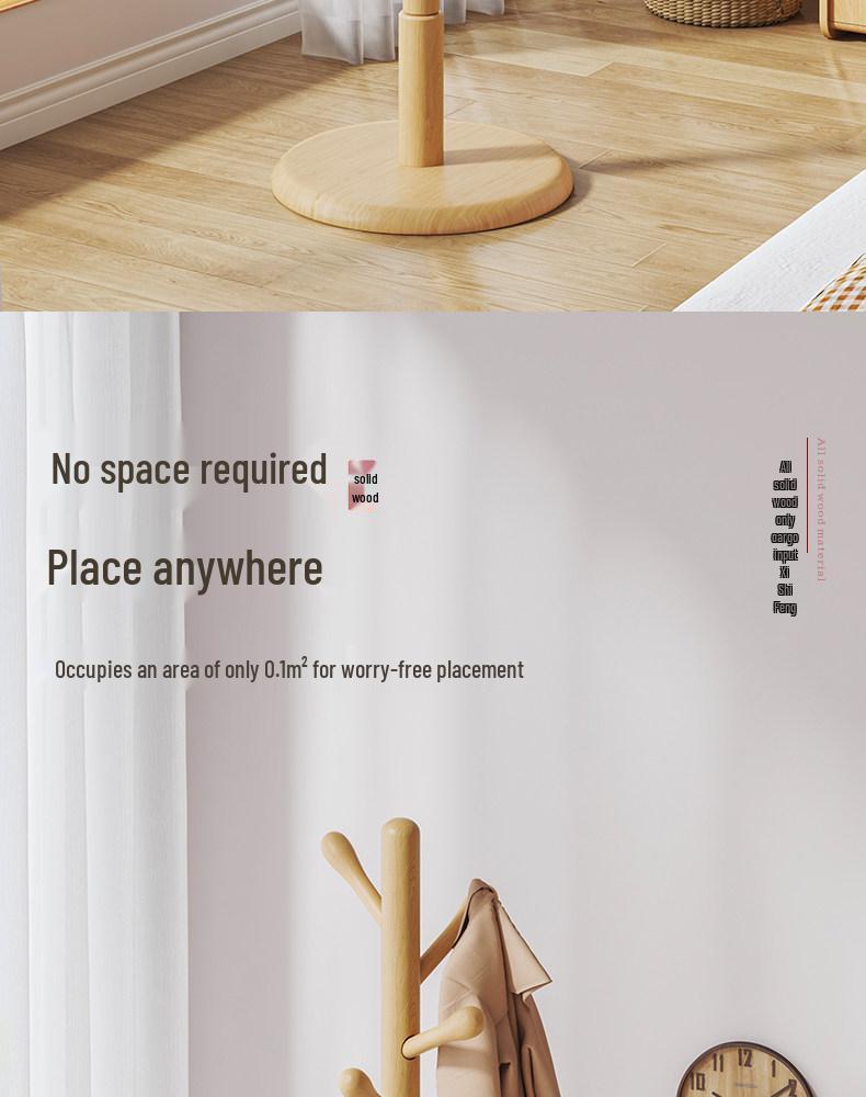 Samostatně stojící věšák na kabáty a oblečení z masivního dřeva s úložným sáčkem