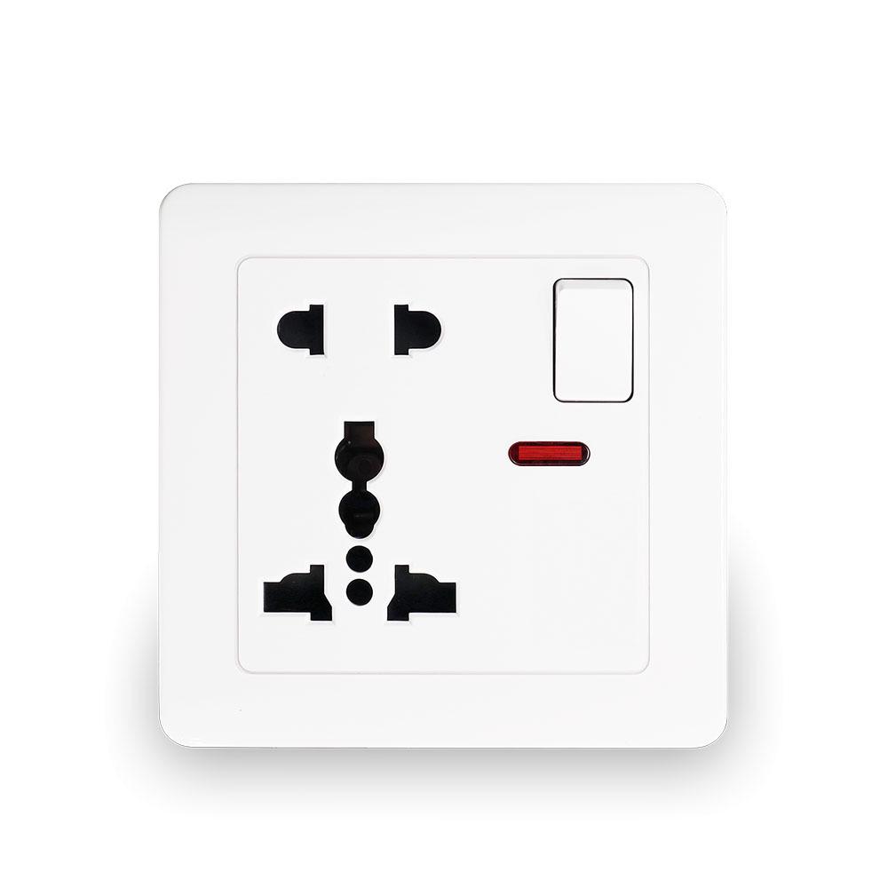British 13A Dual Gang USB Socket Panel with Switch, 146 Type, International Five-Hole Design