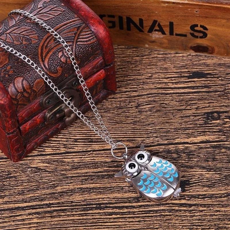1PC Vintage Creative Owl Pocket Watch Flip Quartz Pocket Watch