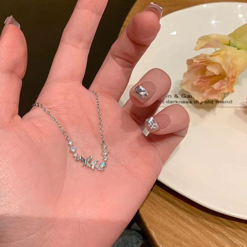 Slender Shiny Sterling Silver Full Zircon Double Butterflies Bracelet for Woman Exquisite Jewelry Accessories Girlfriend's Gifts