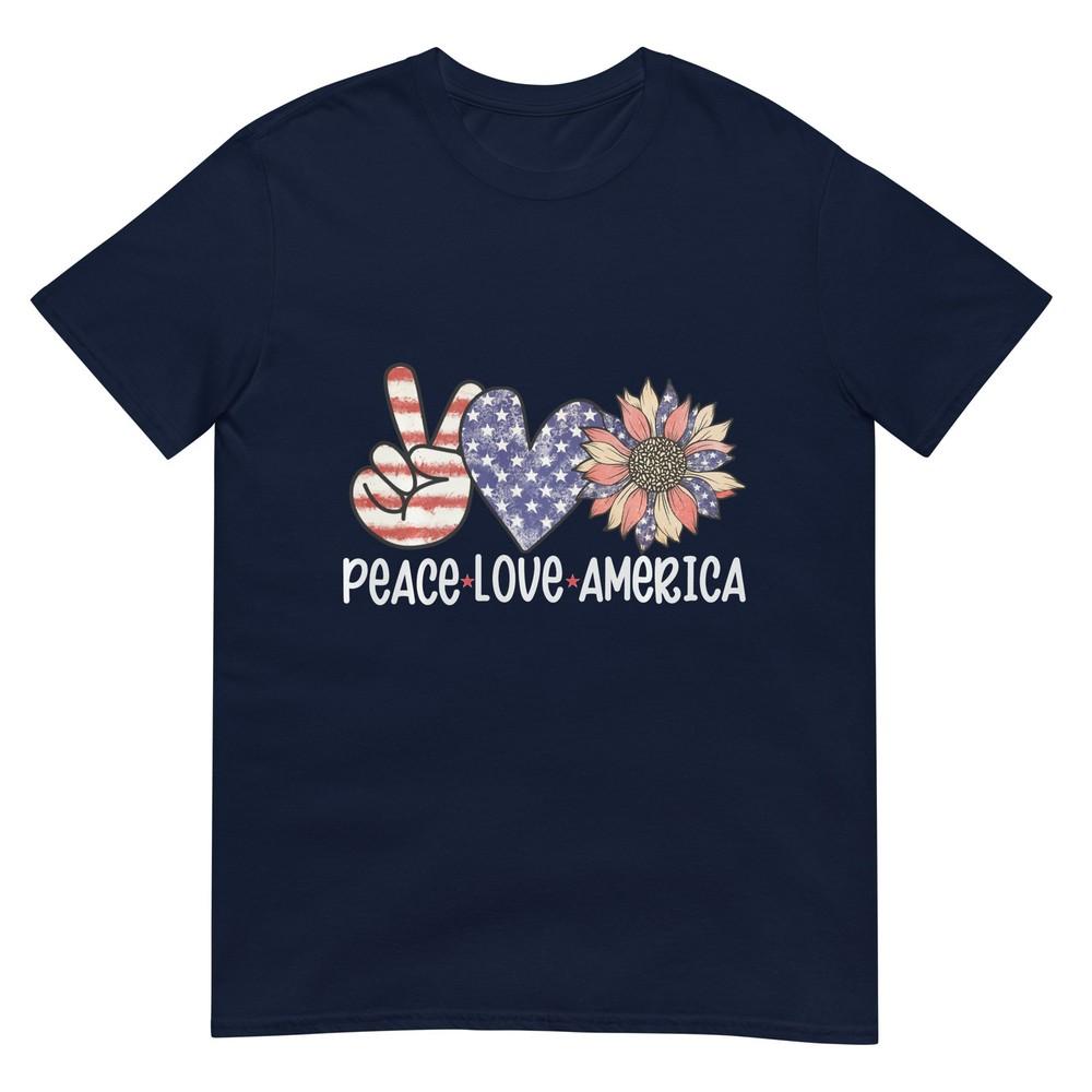 Peace Love America Us Flag Freedom Day 4th Of July Perforunisexce TShirt S