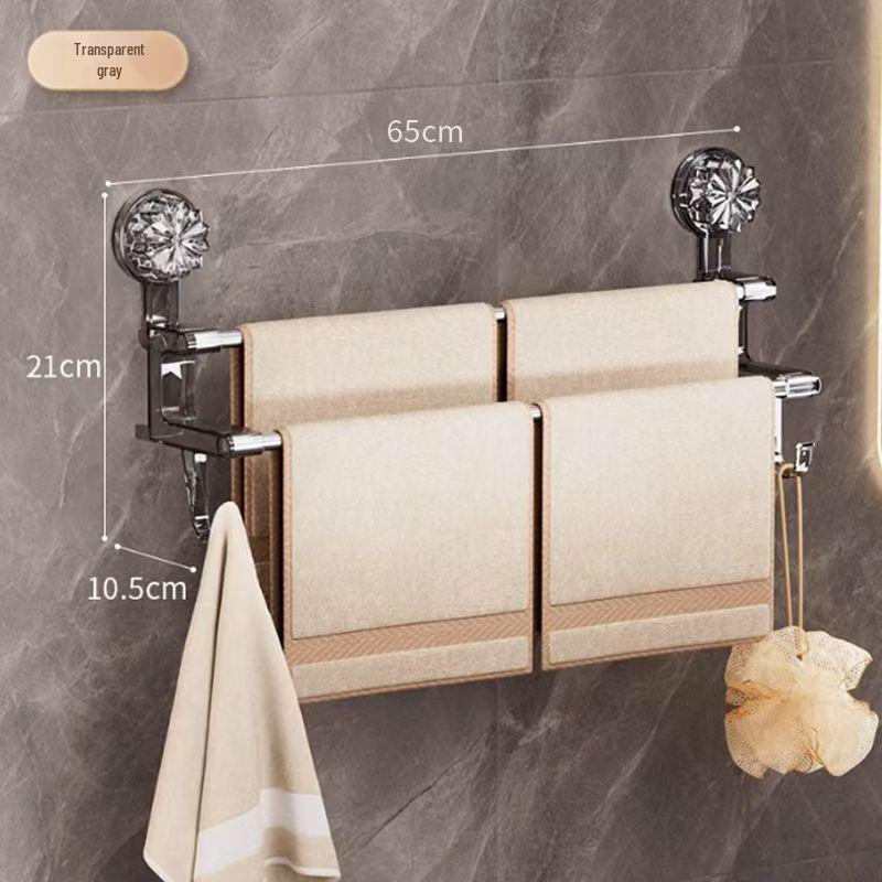 Odolný teleskopický držák na ručníky s přísavkami bez vrtání pro koupelnu