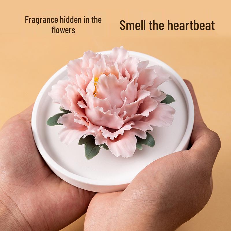 Ceramic Peony Incense Diffuser - Long-lasting Aroma, Birthday & Festival Gift, Exquisite Souvenir in Ornamental Gift Box Jasmine