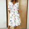 Women's Casual 3/4 Sleeve Button-down Mid-length Dress