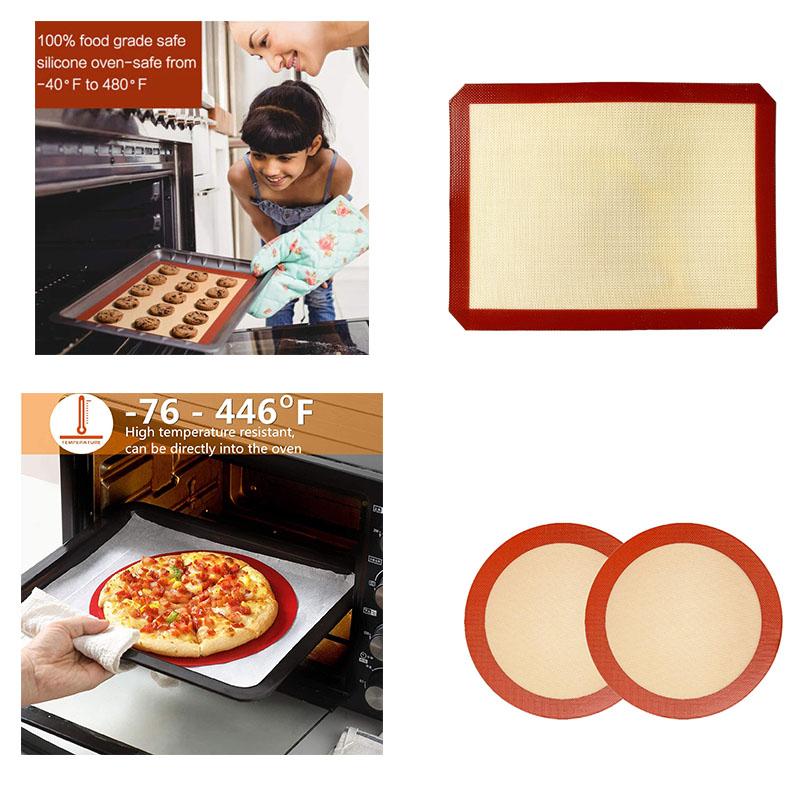 Wiederverwendbare Silikon-Backmatte Antihaft Hitzebeständig Runde und Rechteckige Gebäckmatten zum Kneten Ausrollen und Backen von Keksen
