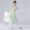 Cheongsam Neck Classical Dance Top Split Hem Dance Mesh Top Fashion Performance Dancewear  Women