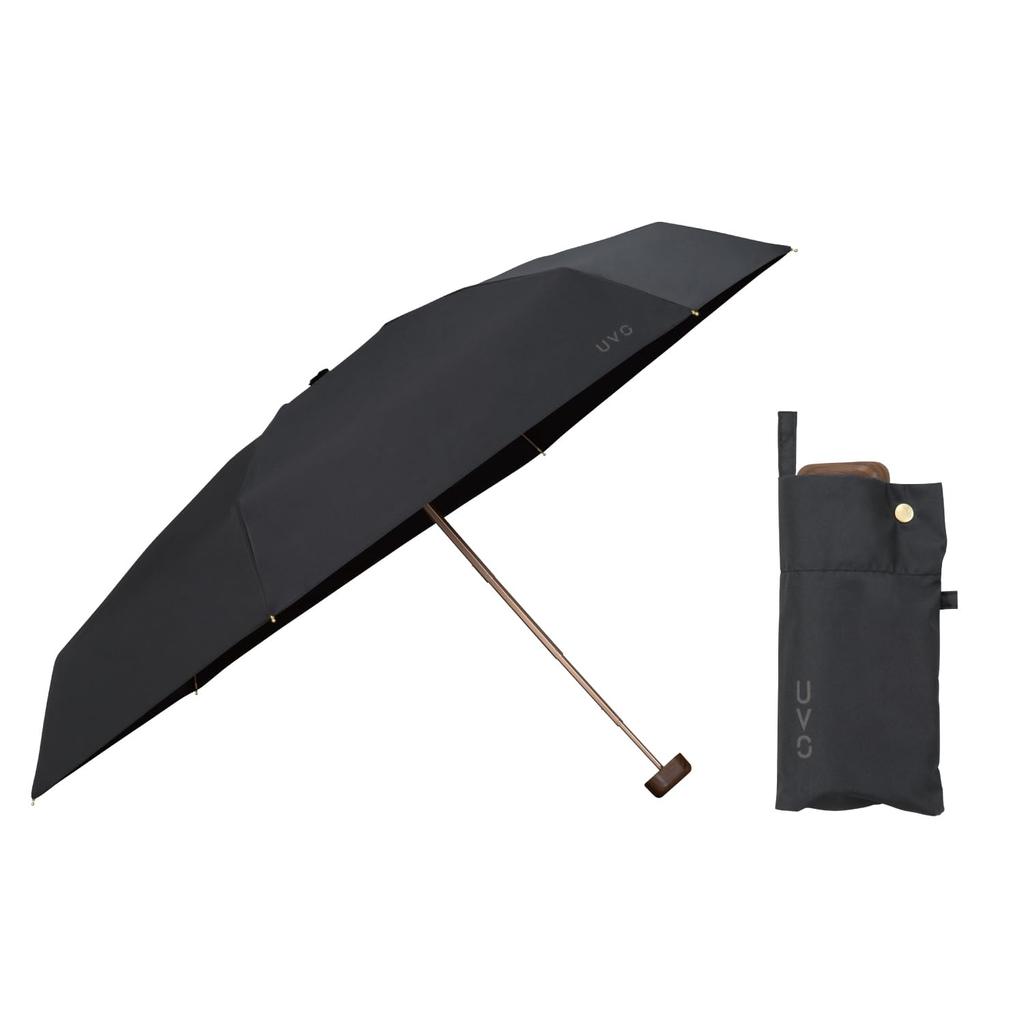 Strongest Parasol UVO Folding Tiers Plain Black Rate UV Cut Rate Both Sun and Compact Rib 53cm Stylish Cute Women Wpc. Umbrella/5 [Shading &