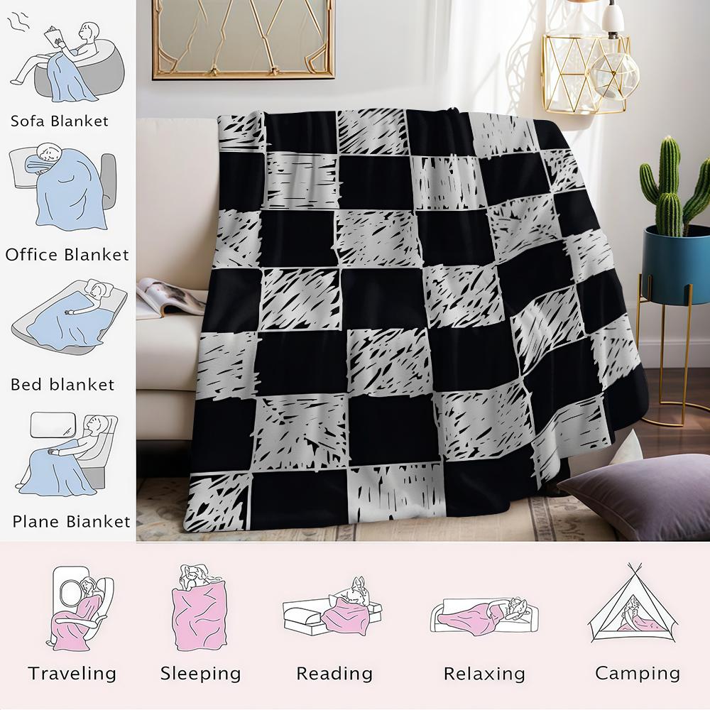Karomuster Flanell Decke Warm Weich Halloween Weihnachten Sofa Warm Gemütlich Dekoratives Dekor Geschenk für Alle Jahreszeiten