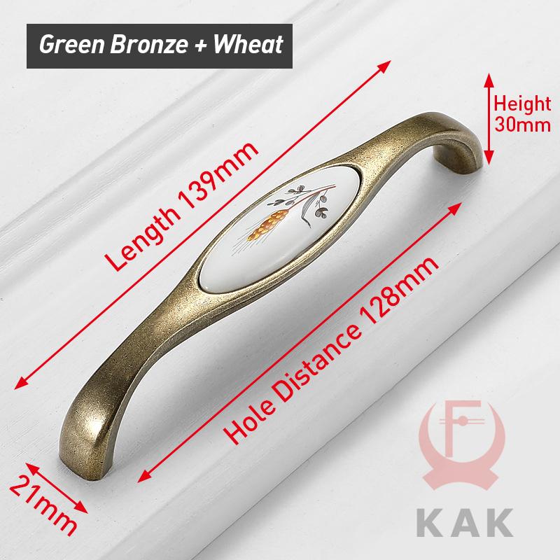 KAK Vintage Bronze Ceramic Cabinet Handles Wardrobes Door Pulls European Style Kitchen Handle Drawer Knobs Furniture Handle