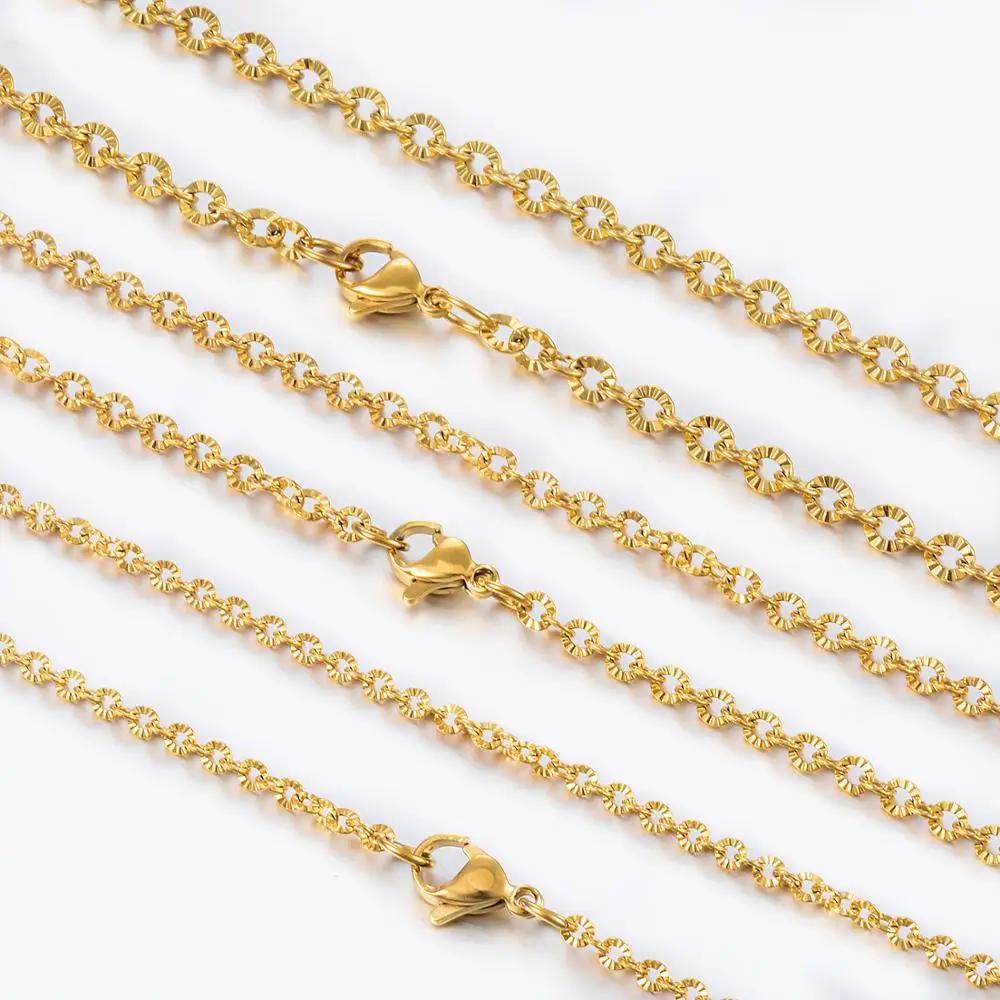 Elegant Women Necklace 2mm 3mm 4mm Stainless Steel Chain Beautiful Metal Link Personality Ladies DIY Jewelry For Pendant