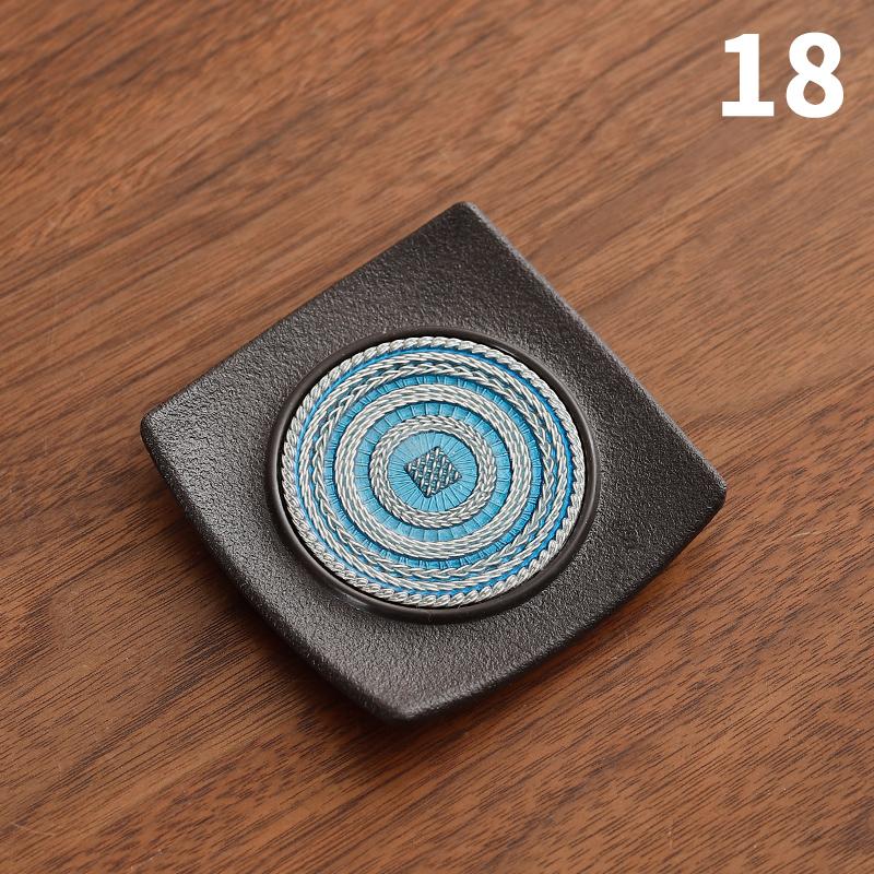 Enamel Chinese Style Coaster Square Non-slip Heat Insulation Tea Cup Mat Tea Ceremony Kung Fu Tea Pads Tea Set Accessories
