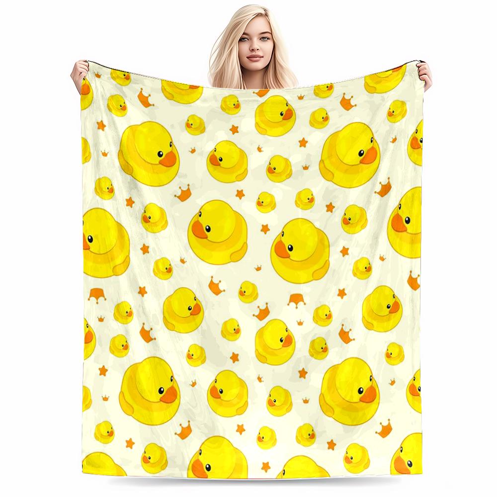 Yellow Duck Pattern Keep warm -Flannel blanket for bedroom, living room, sofa, and nap