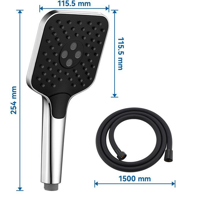 Pommeau de Douche - Économique - 3 Modes Ajustables - Anti-calcaire - Flexible 1.5M - Chromé