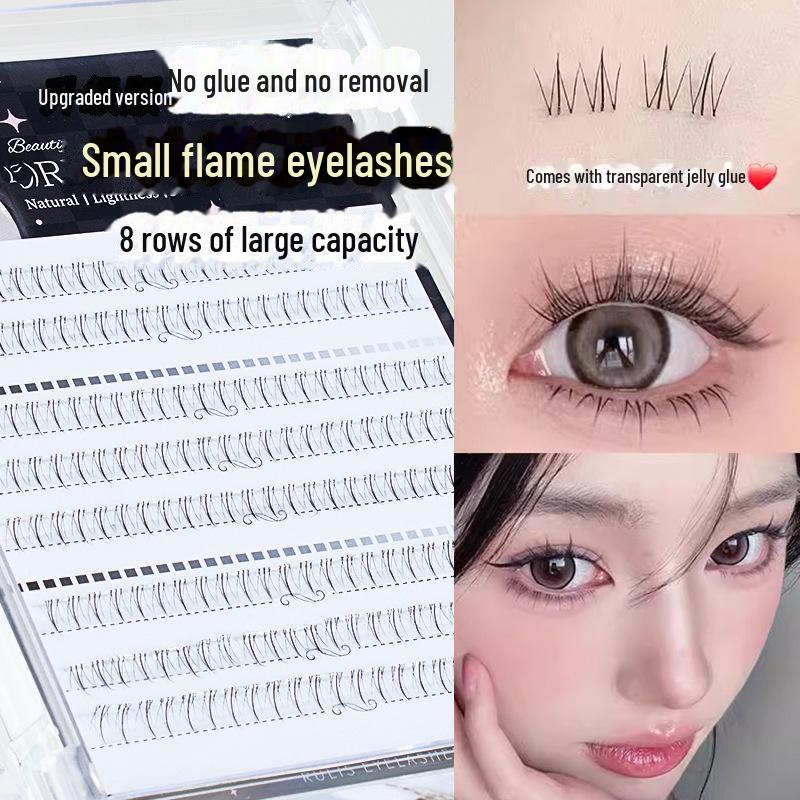 5D Baby Curve Glue-Free False Eyelashes - Supernatural, Easy-Apply, Comic Style, Single Cluster Segmentation.