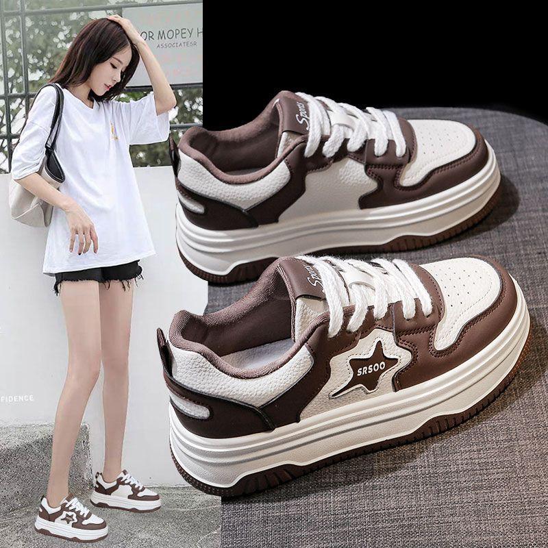 Board shoes women's spring and autumn flat platform 2025 spring new orders surge versatile students black star leisure sports white shoes