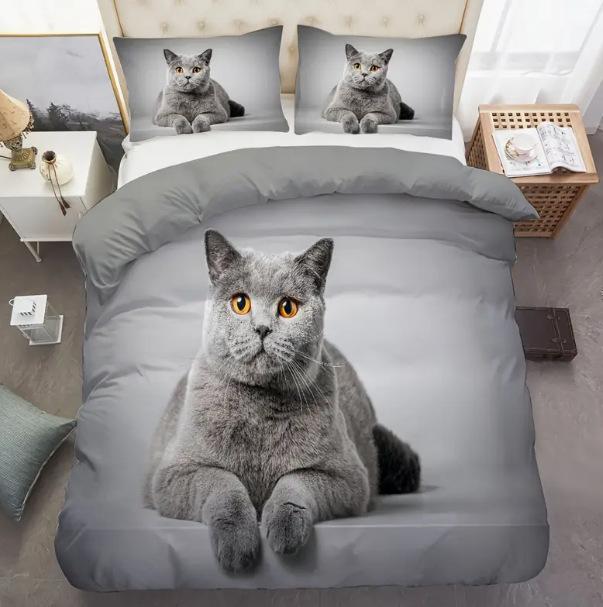 Bedding Three-Piece Set 3D Digital Printing Animal Cat And Dog Bed Sheet Quilt Cover