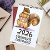 2026 Roztomilá zvířátka Plavky Nástěnný kalendář 12měsíční Závěsný plánovač Kalendář s tématem zábavných zvířat pro domov