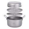 Titanium Camping Cookware Set Portable Outdoor Pot With Steamer Grid Fry Pan Soup Lightweight Hiking Backpacking