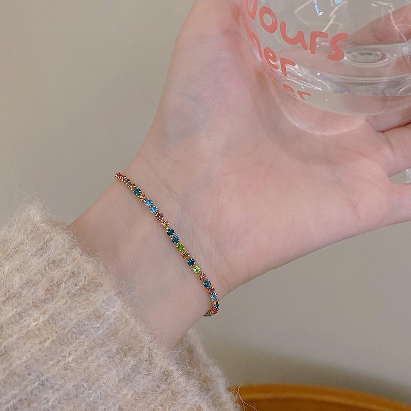 Trendy Geometric Style Womens Pull Bracelet Highquality Copper With Colorful Zircon Stones Perfect For Employee Benefits A And