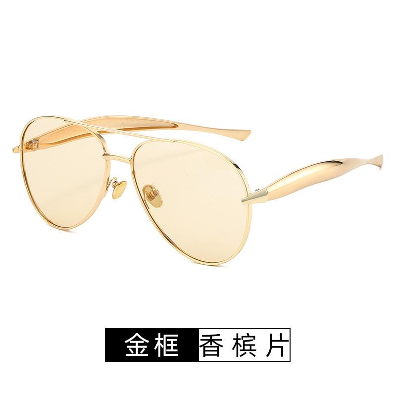 New Women's Trendy Large Frame Pilot Sunglasses Men's Retro Fashion Metal Glasses UV Protection Shades UV400 Eyewear