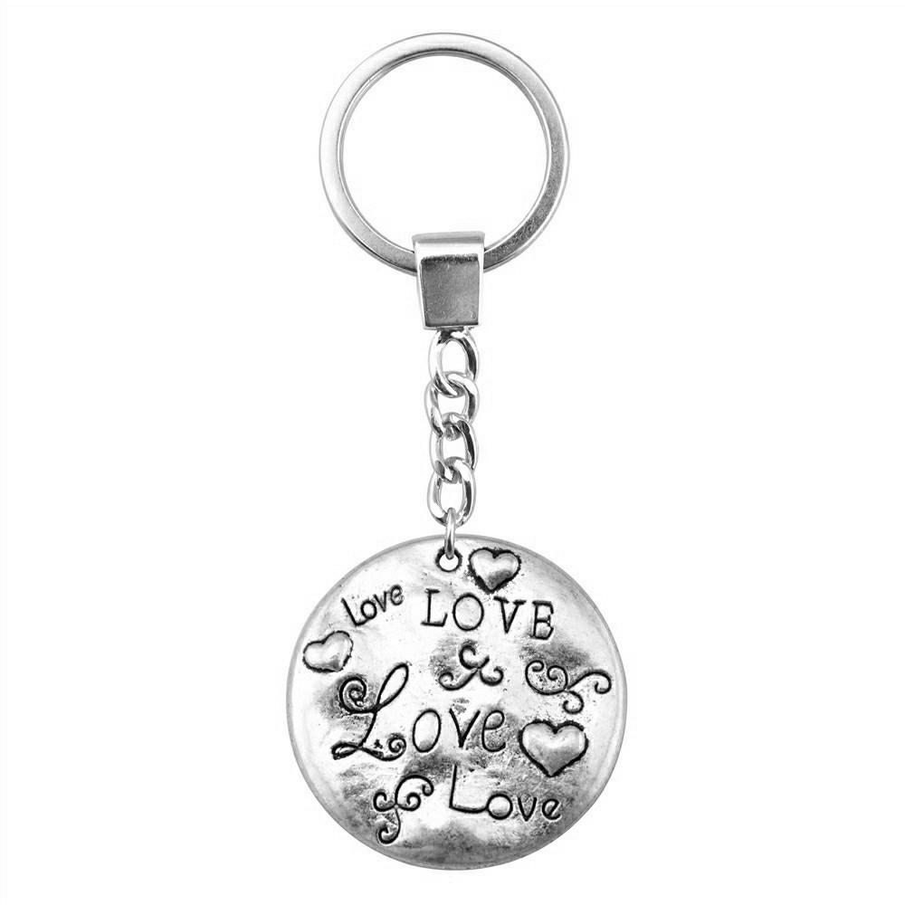 OM Symbol Letter Keychain Tags Yoga Themed Charm Key Holder 30mm Ring