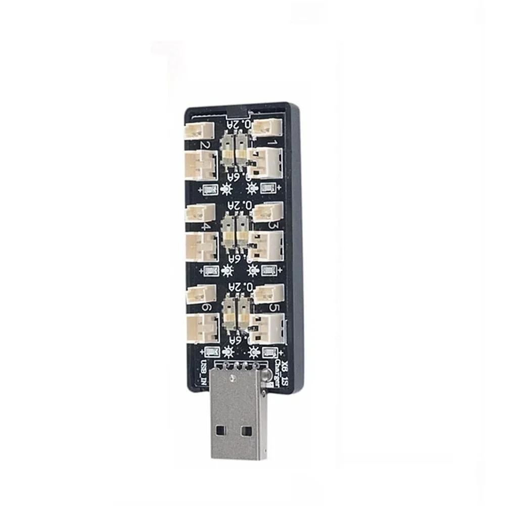 USB 6 Channel Charging Board for LIPO and LiHV Batteries 2 5V to 4 35V with Adjustable Current 0 2A or 0 6A for RC Battery Packs