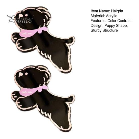 Girl Hairpin 2Pcs Acrylic Color Matching Puppy Shape Hair Lightweight Clips Side Bang Pins Styling Accessories Contrasting Scarf