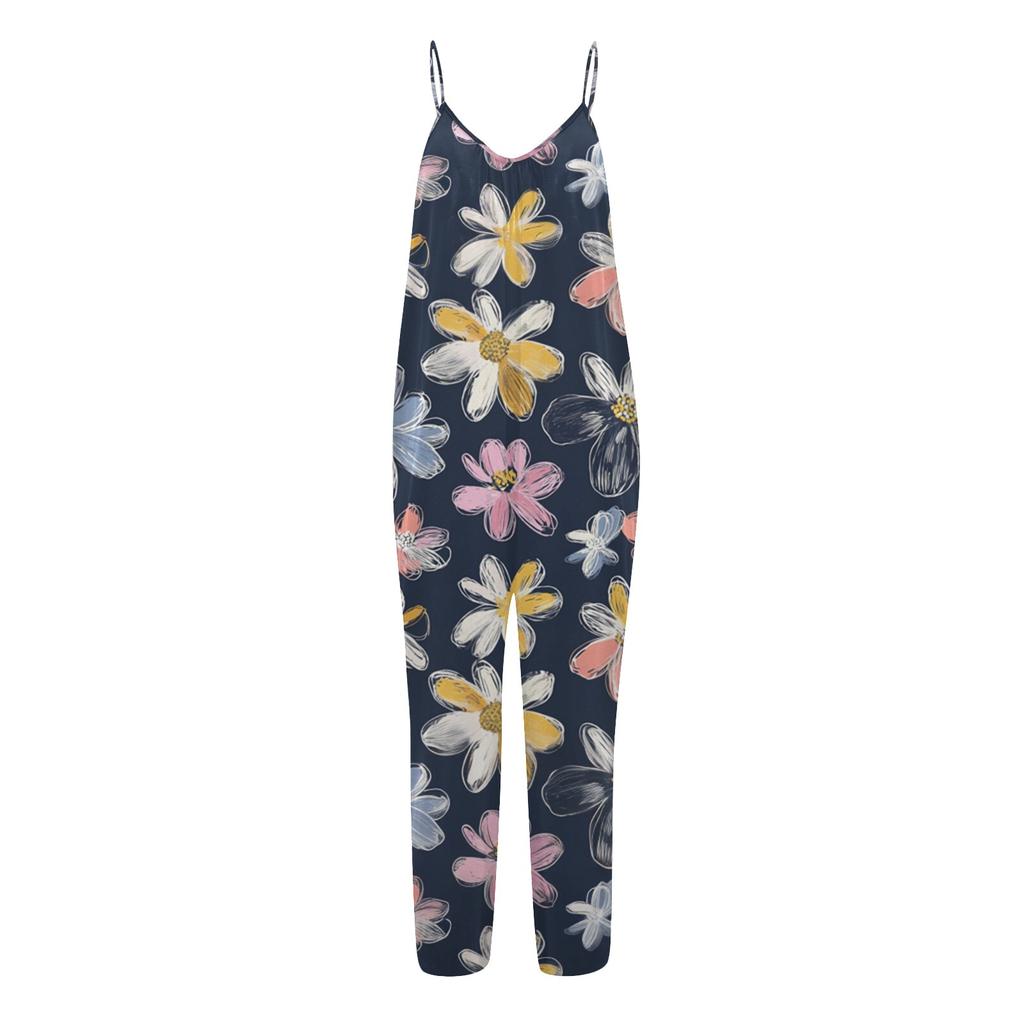 Damen Jumpsuit Bedruckter lässiger lockerer Jumpsuit