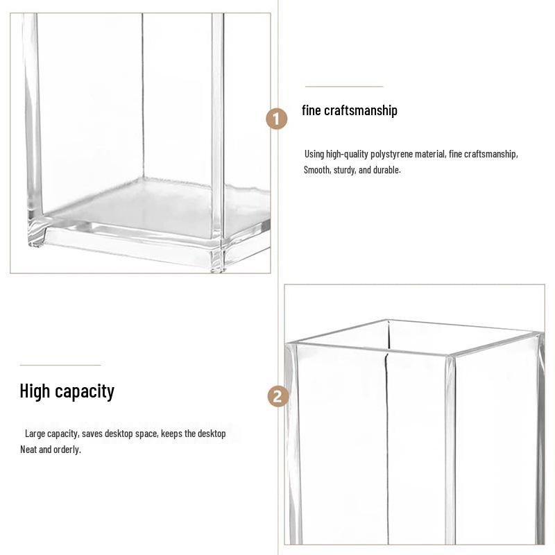 Acrylic Desktop Pen Holder: Large-Capacity Transparent Storage Box for Office or College Students