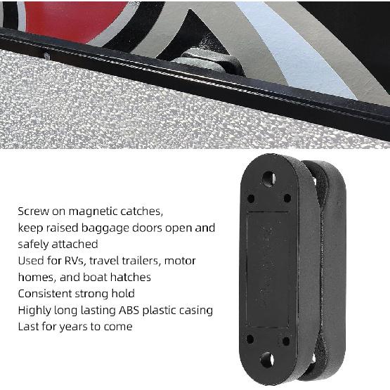 Tissting 4 Pairs Magnetic Luggage Door Buckle and Holder Kit,RV Magnetic Baggage Door Catch with Installation Screws,for RV,Trailer(Black)