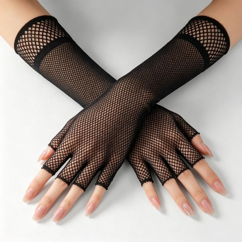 Stretch Fingerless Gloves Half Finger Girl's Long Gloves Arm Warmer Gloves Nightclub Party