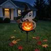 Retro Style Yard Sign Halloween Garden Stake, Metal Witch Pumpkin Rust-Proof Outdoor Lawn Stakes Decoration for Patio Porch Pathway, Gift Gardener