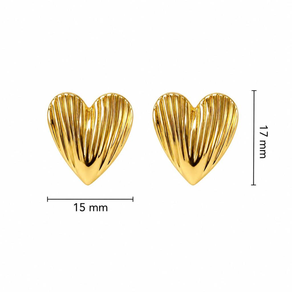 High-End Heart-Shaped Gold Stainless Steel Earrings | Creative Fashion Studs