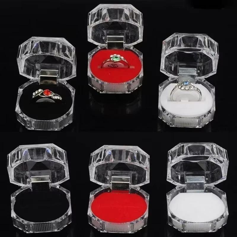 50/1pcs Jewelry Tray Transparent Crystal Ring Boxes Earrings Earrings Small Accessories Storage Box Jewelry Box Crystal Boxes