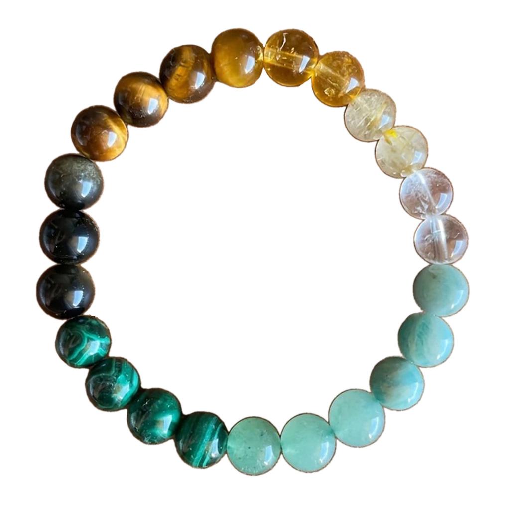 Money Drawing Peacock Stone Bracelet Green Stone Adorned Wealth Bracelet Good Fortune Wrist Chain for Dates Parties