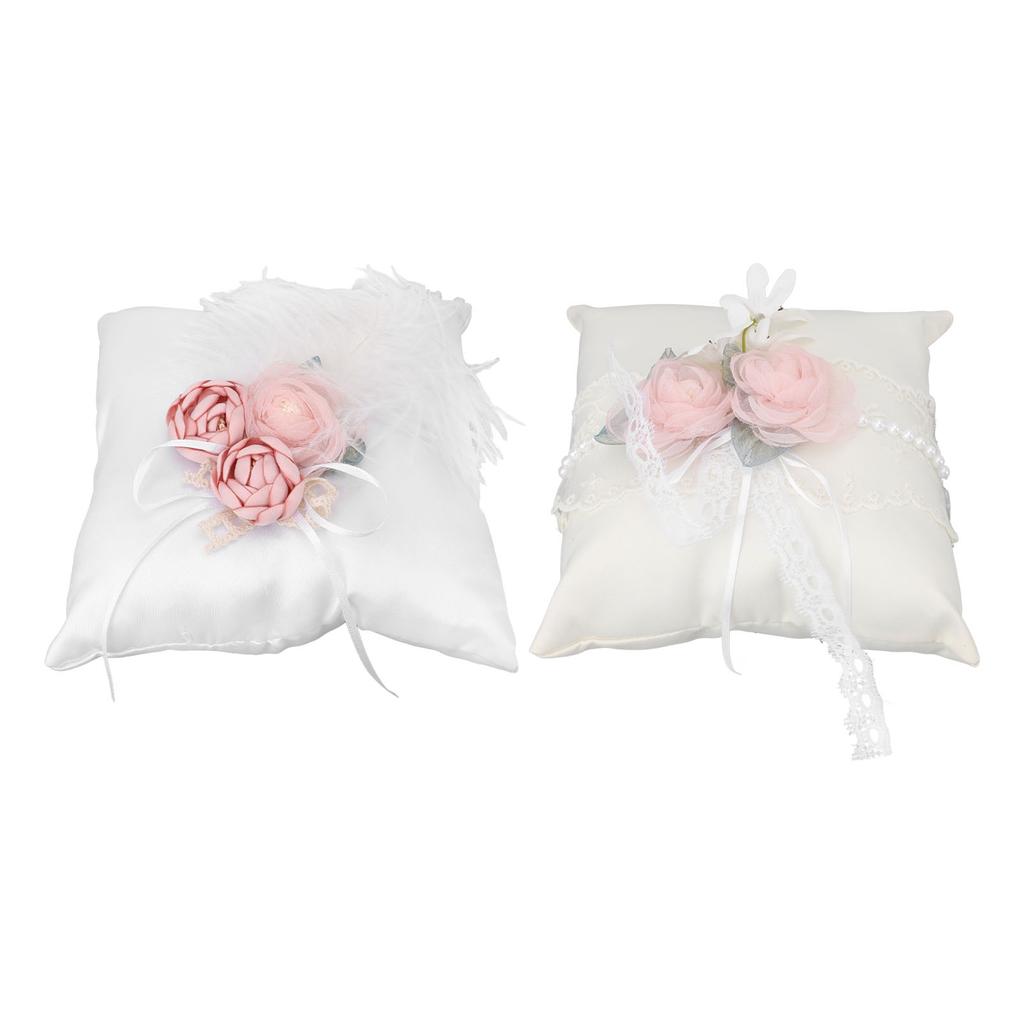 Mini Wedding Pillow Flower Decorative Wedding Engagement Display Bearer Pillow for Ceremony Proposal